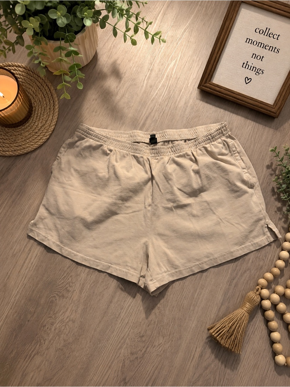 wild fable Beige Elastic Waist Everyday Shorts